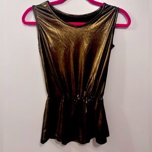 Vintage Stretchy Gold tank/tee shirt with snatched waist - fits a size Small